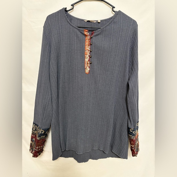 Soft Surroundings Gray Tapestry Contrasting Cuff Size Large - Picture 1 of 8